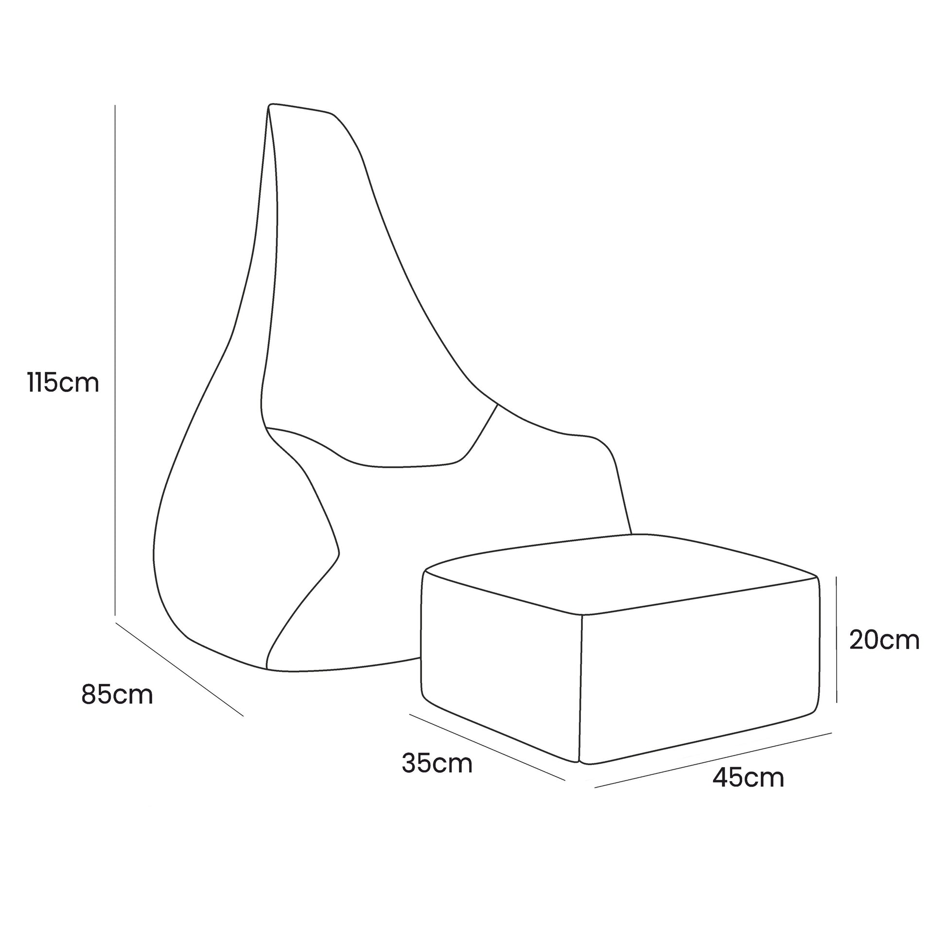 Tearo: Bean Bag + Footrest for Little Loungers - Sky Blue