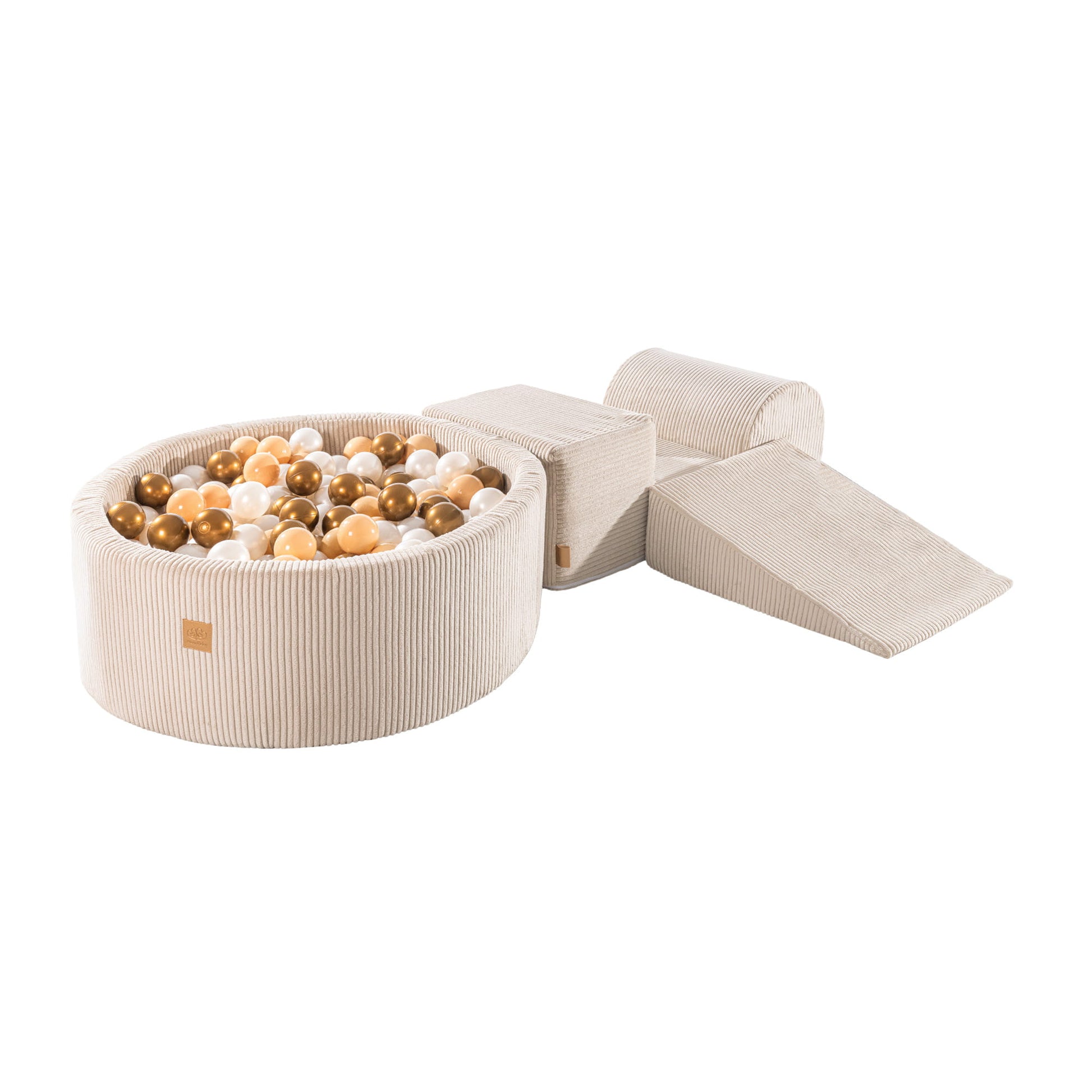 MeowBaby® Playset with Ball Pit - Ecru, White Pearl, Beige & Gold

soft play ball pit for toddlers with cleaning blocks